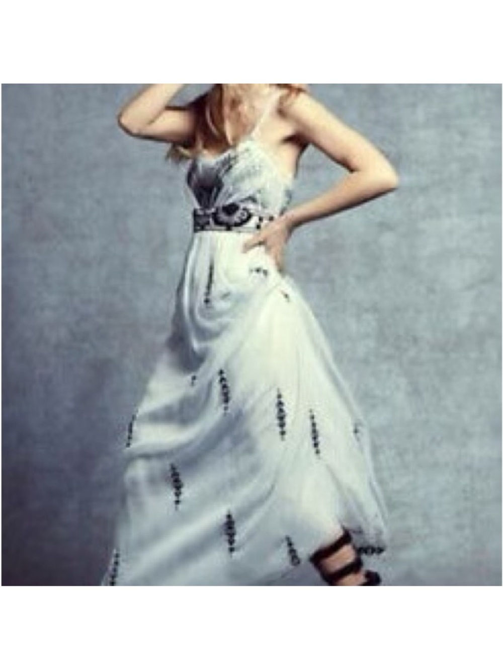 Free People Green Artemis Goddess Maxi Dress with Black sequins - Picture 1 of 4